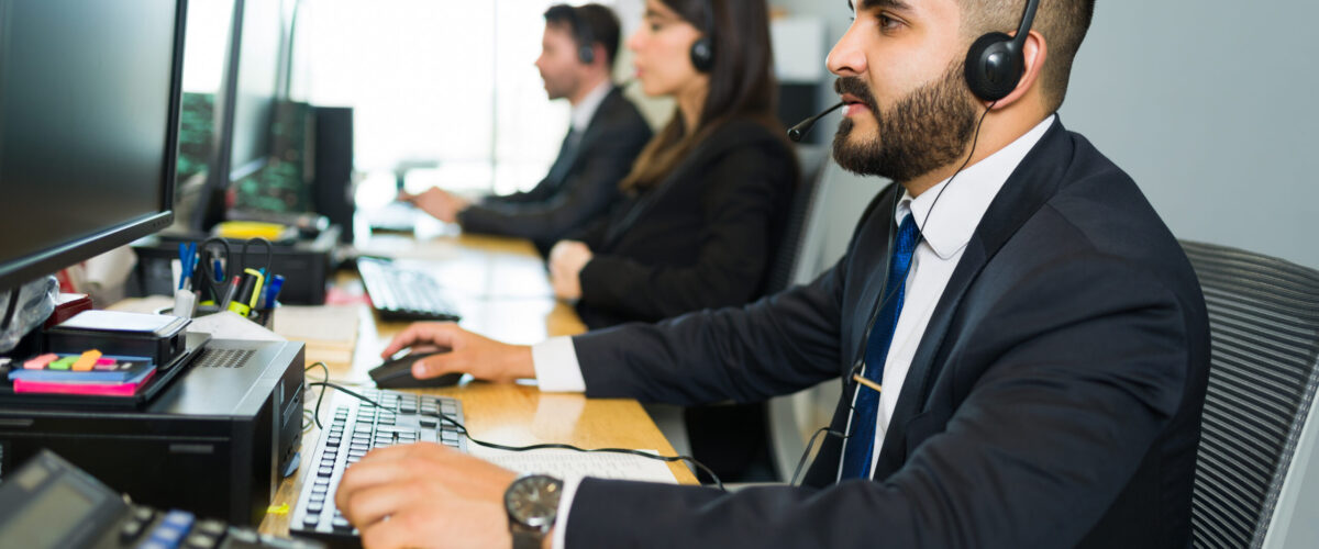 Sales representative talking with a customer